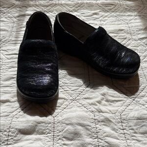 Alegria Shimmering Black Slip-On Shoes